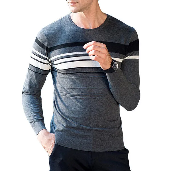 100%Wool Stripes Pattern Sweater