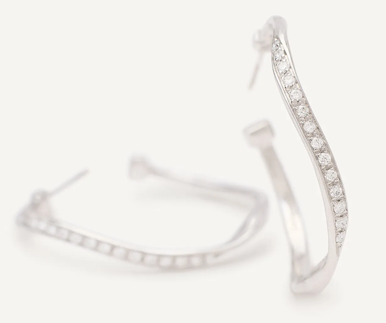 18K White Gold Diamond Hoops