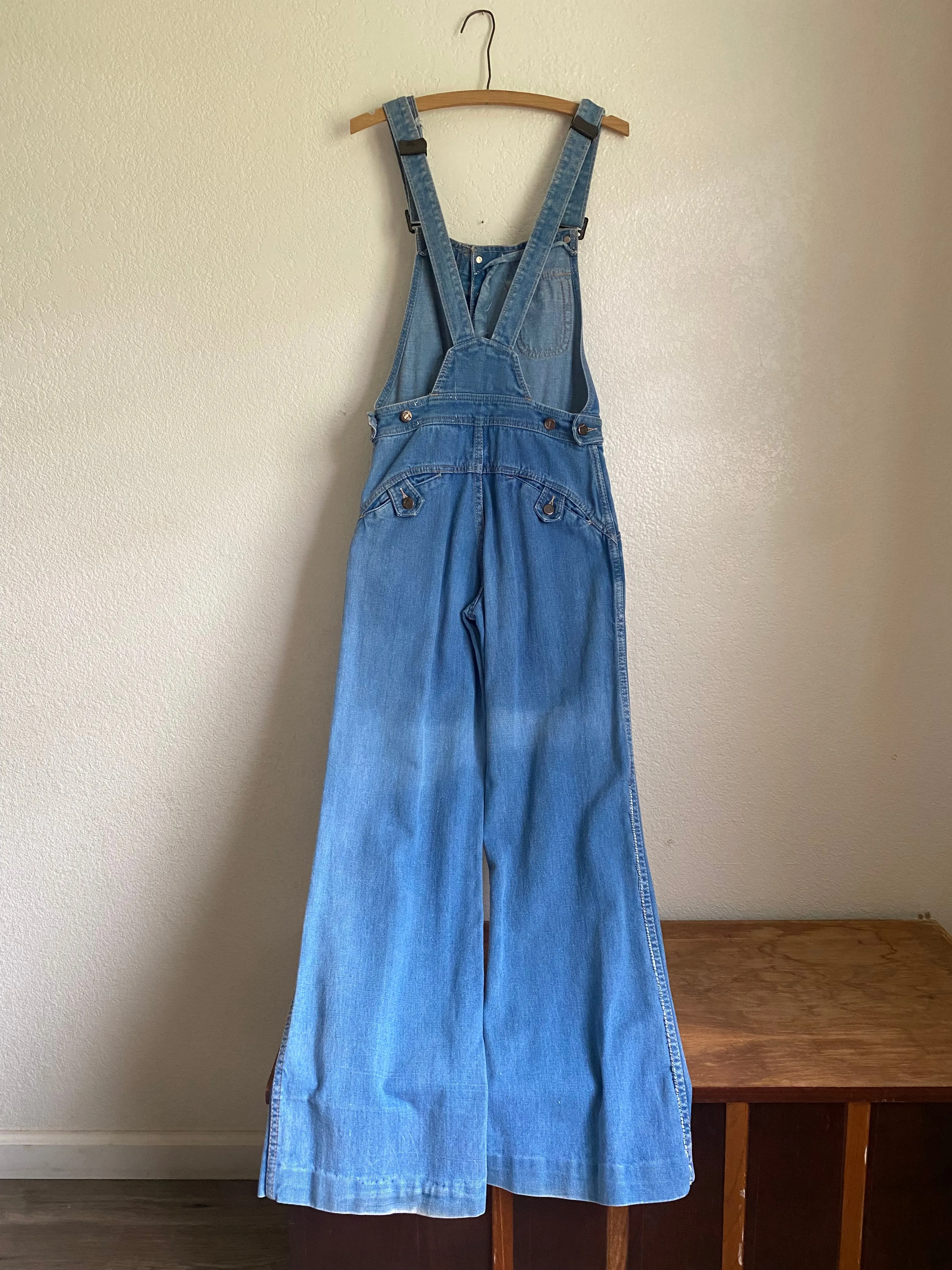 1970s Hang Ten denim overall low back jumpsuit