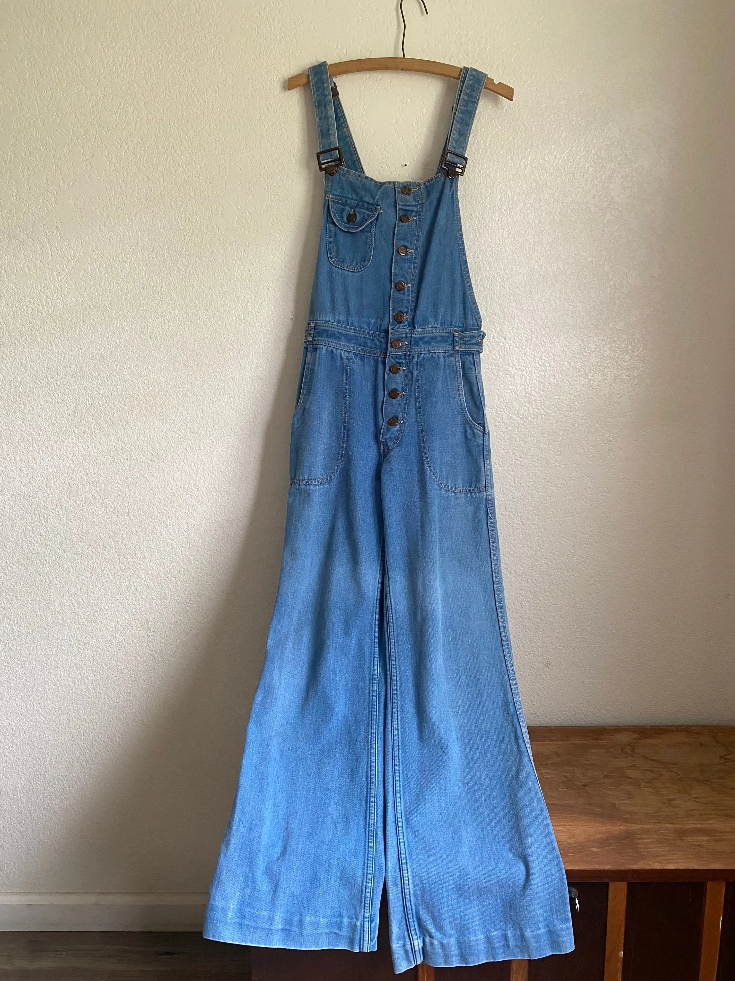 1970s Hang Ten denim overall low back jumpsuit