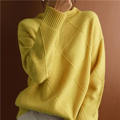 2022 Autumn and Winter New Women&#39;s Pullover Sweater Thickened Warmth Fashion Large Size Knitted Wool Sweater High Collar