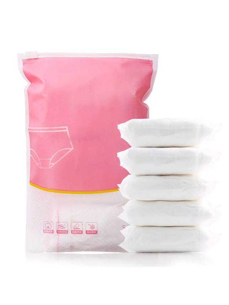 5 Pieces Solid Portable Cotton Disposable Panties