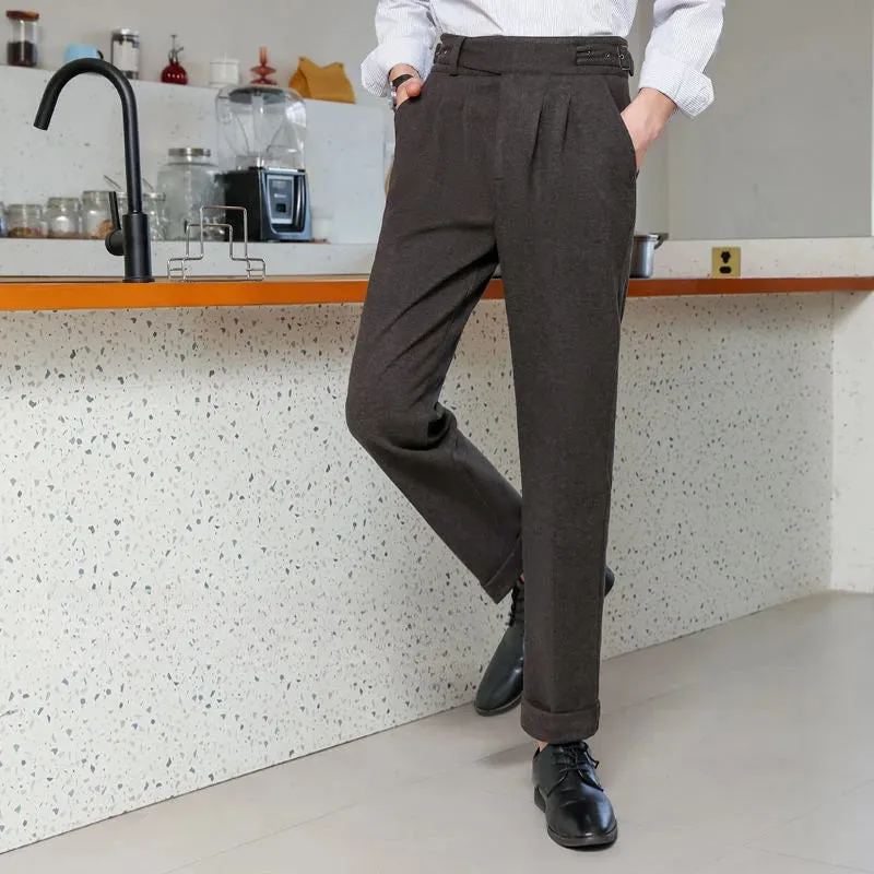 Advbridge -  Men Autumn Winter Fashion Thick Woolen Suit Pants Men Business Formal Wear Pants Male Long Straight Dress Trousers H361