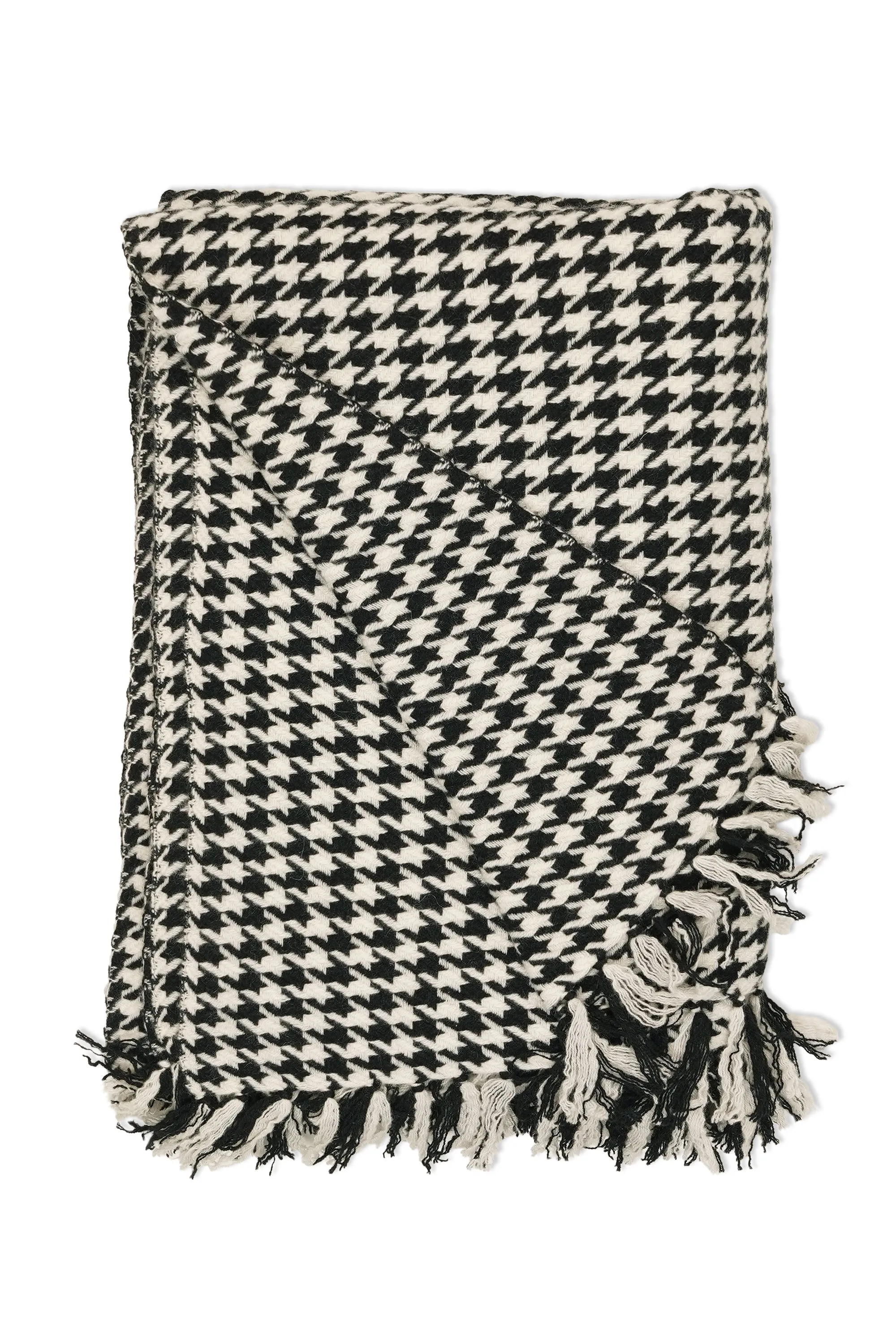 Andrea's Black/White Plaid Houndstooth Cashmere Throw