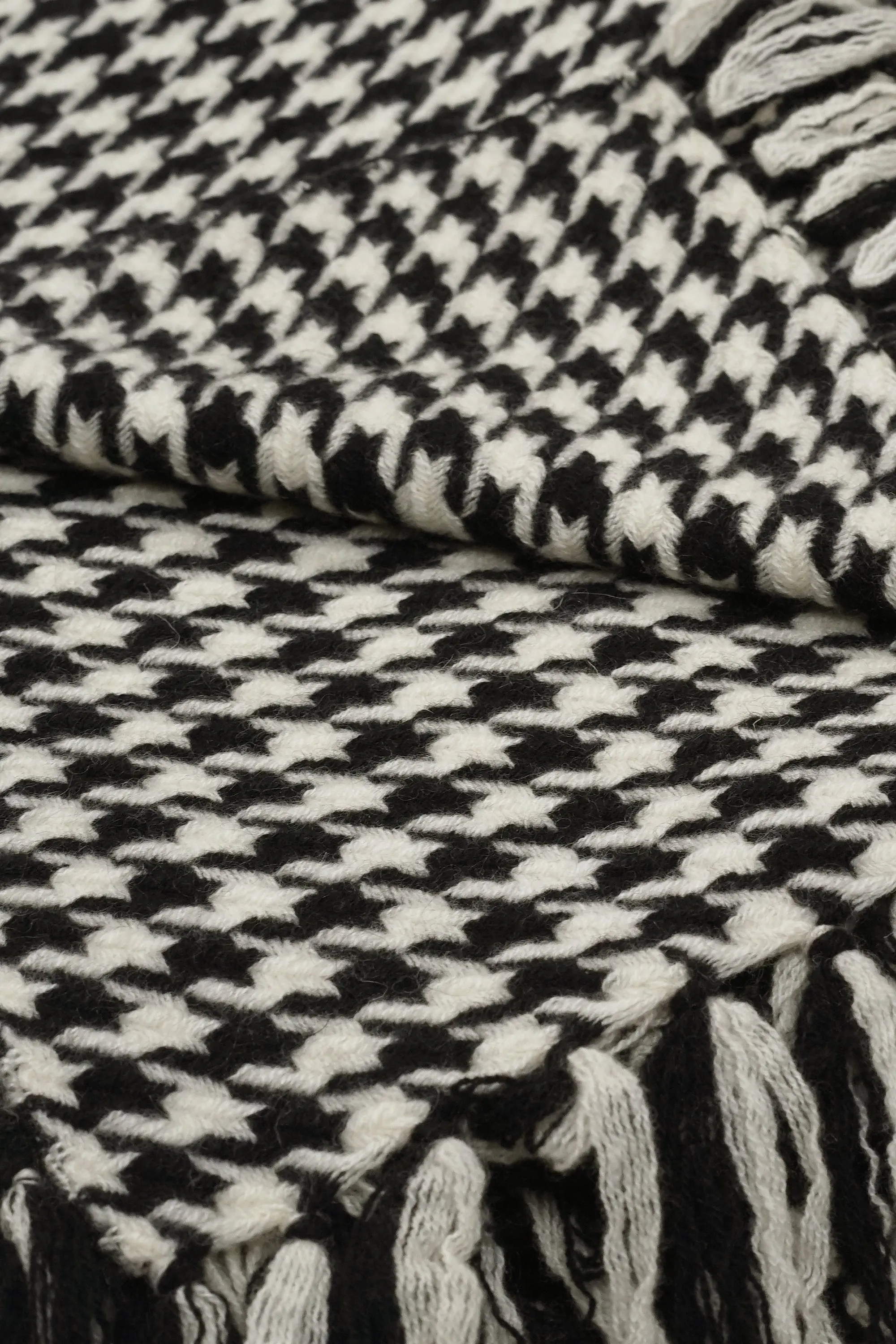 Andrea's Black/White Plaid Houndstooth Cashmere Throw