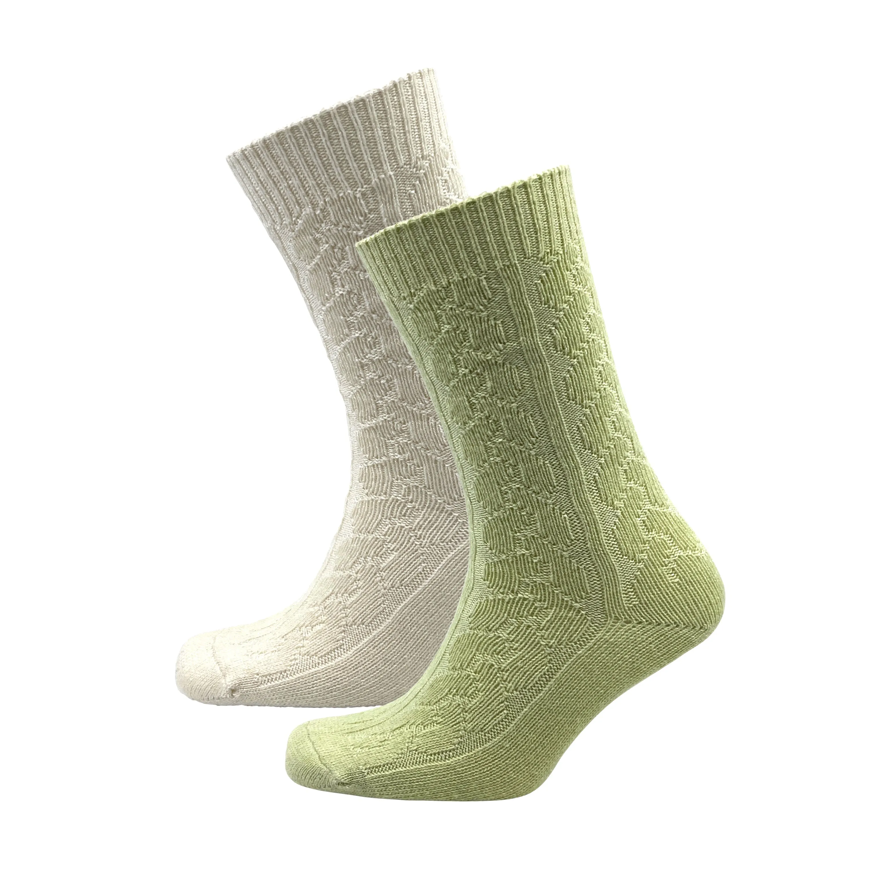 Aran Cable Cashmere Blend Socks 2 Pack