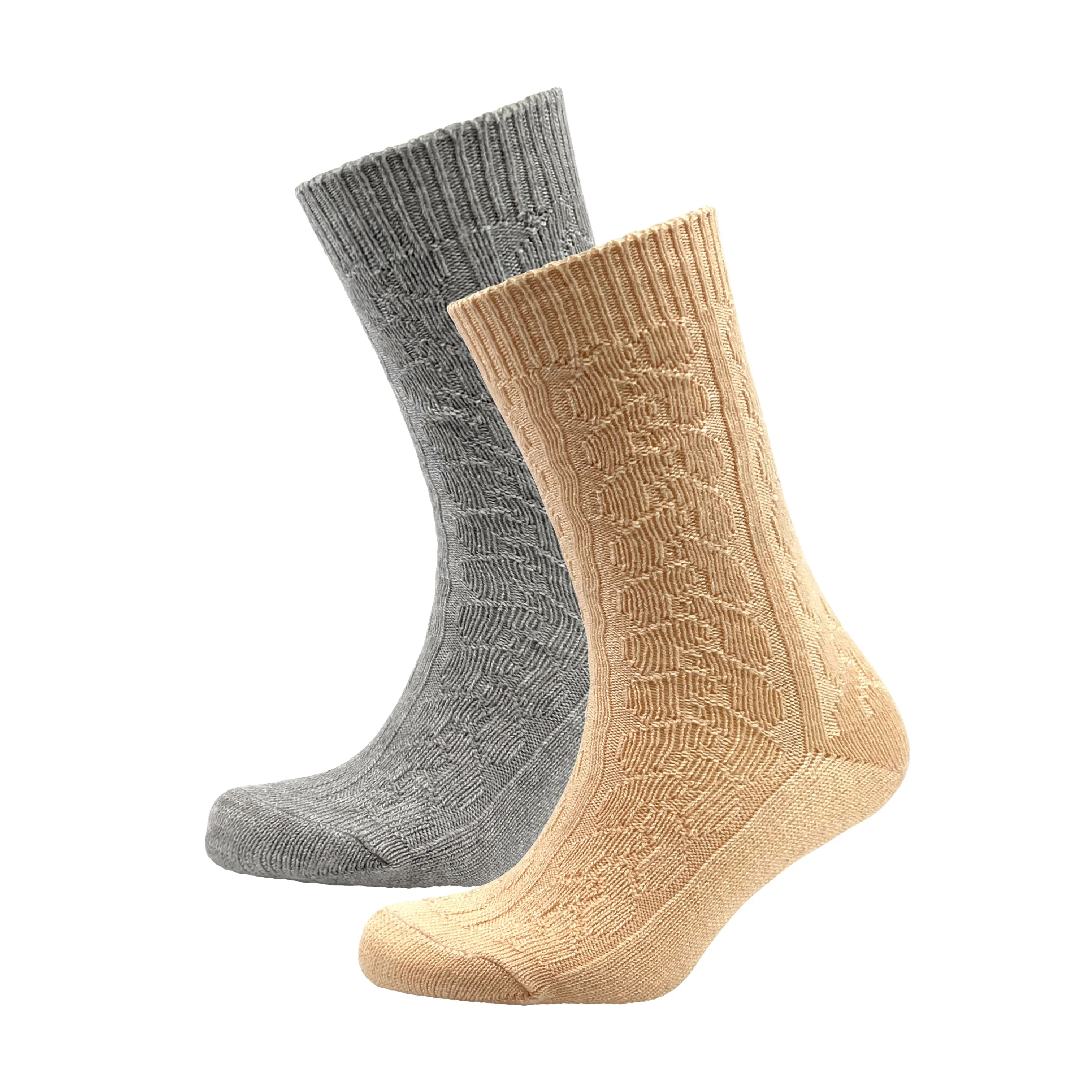 Aran Cable Cashmere Blend Socks 2 Pack