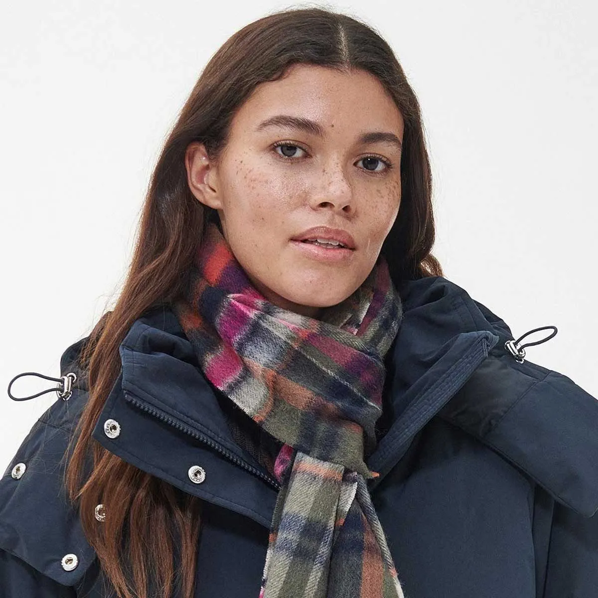 BARBOUR Vintage Winter Plaid Scarf - Pink Dahlia