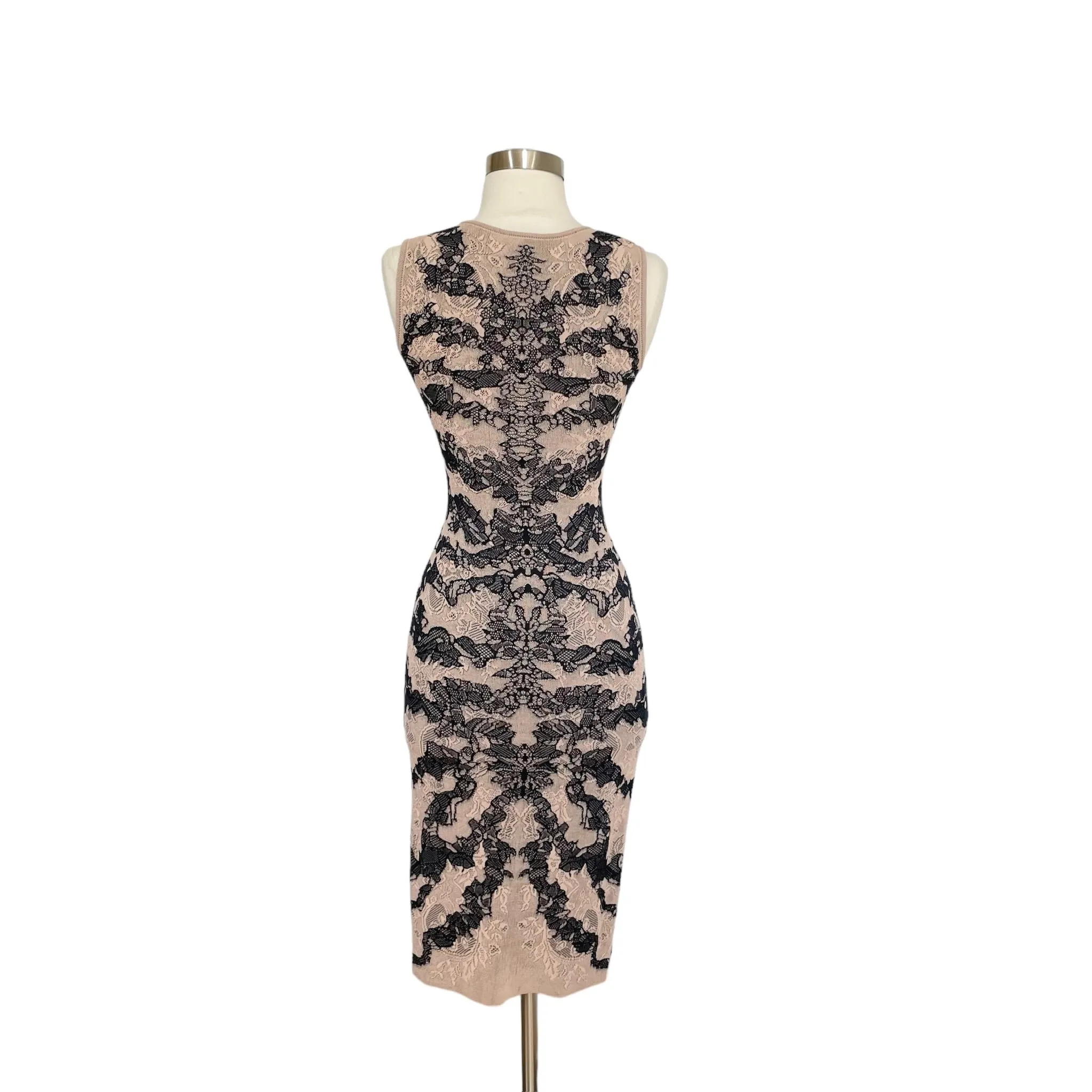 Beige & Black Lace Dress - S