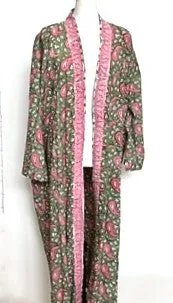 Best Seller: Rich Mixed Print Kimono Dusters (Green Pink)