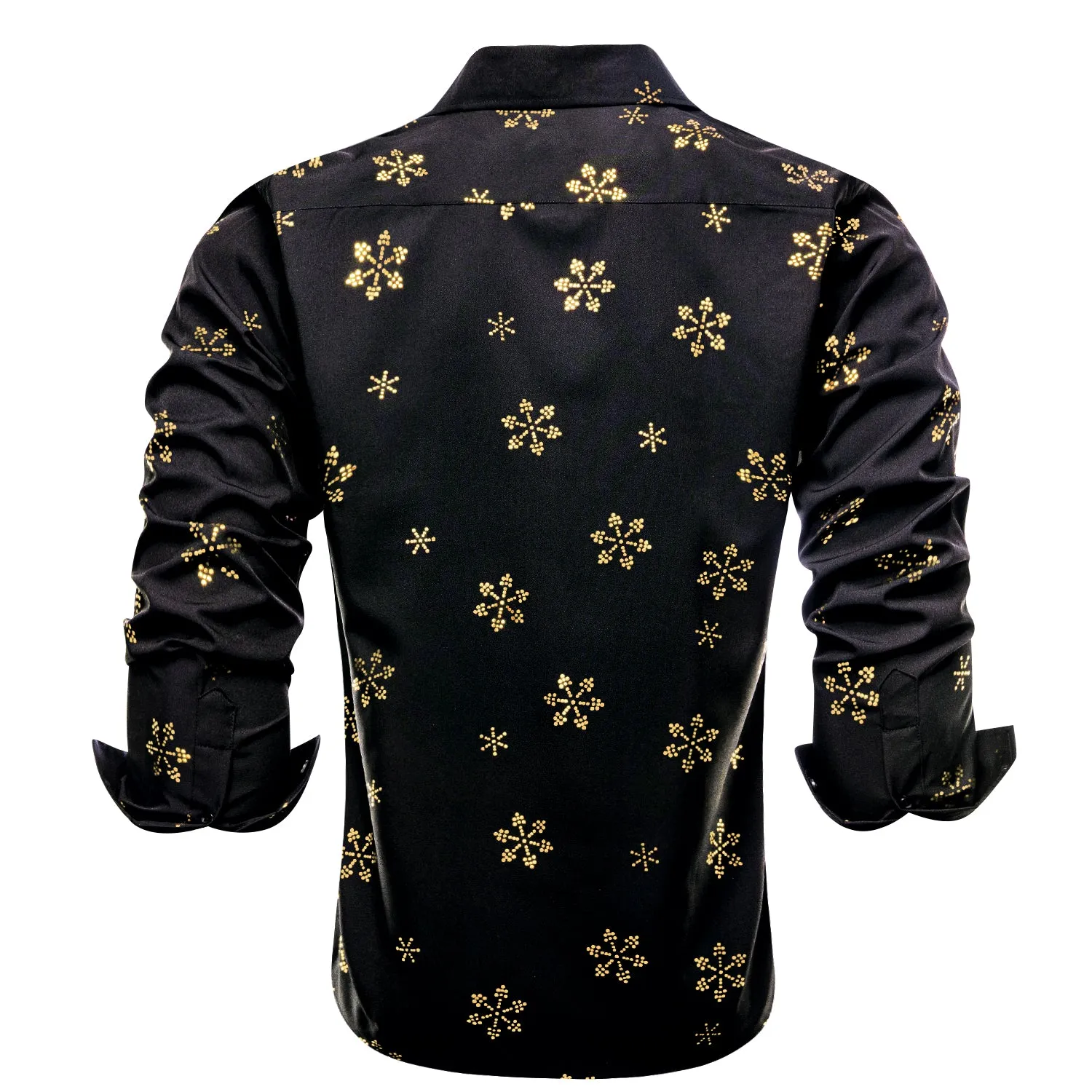 Black Christmas Golden Snow Novelty Men's Long Sleeve Shirt