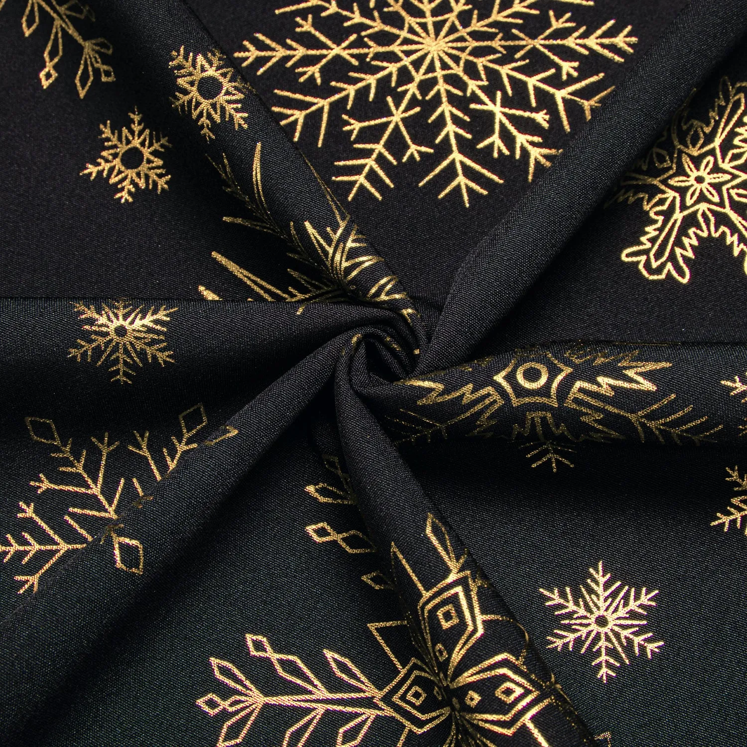 Black Christmas Golden Snowflake Novelty Men's Long Sleeve Shirt