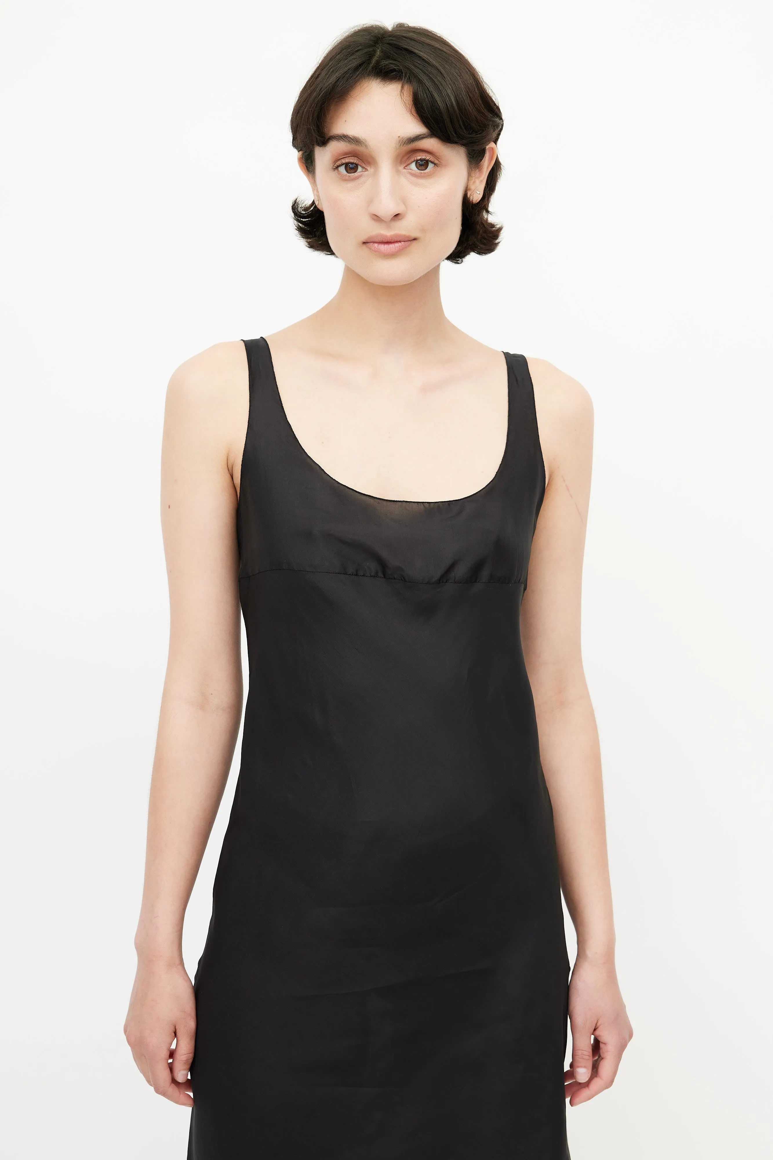 Black Ruffled Slip Dress