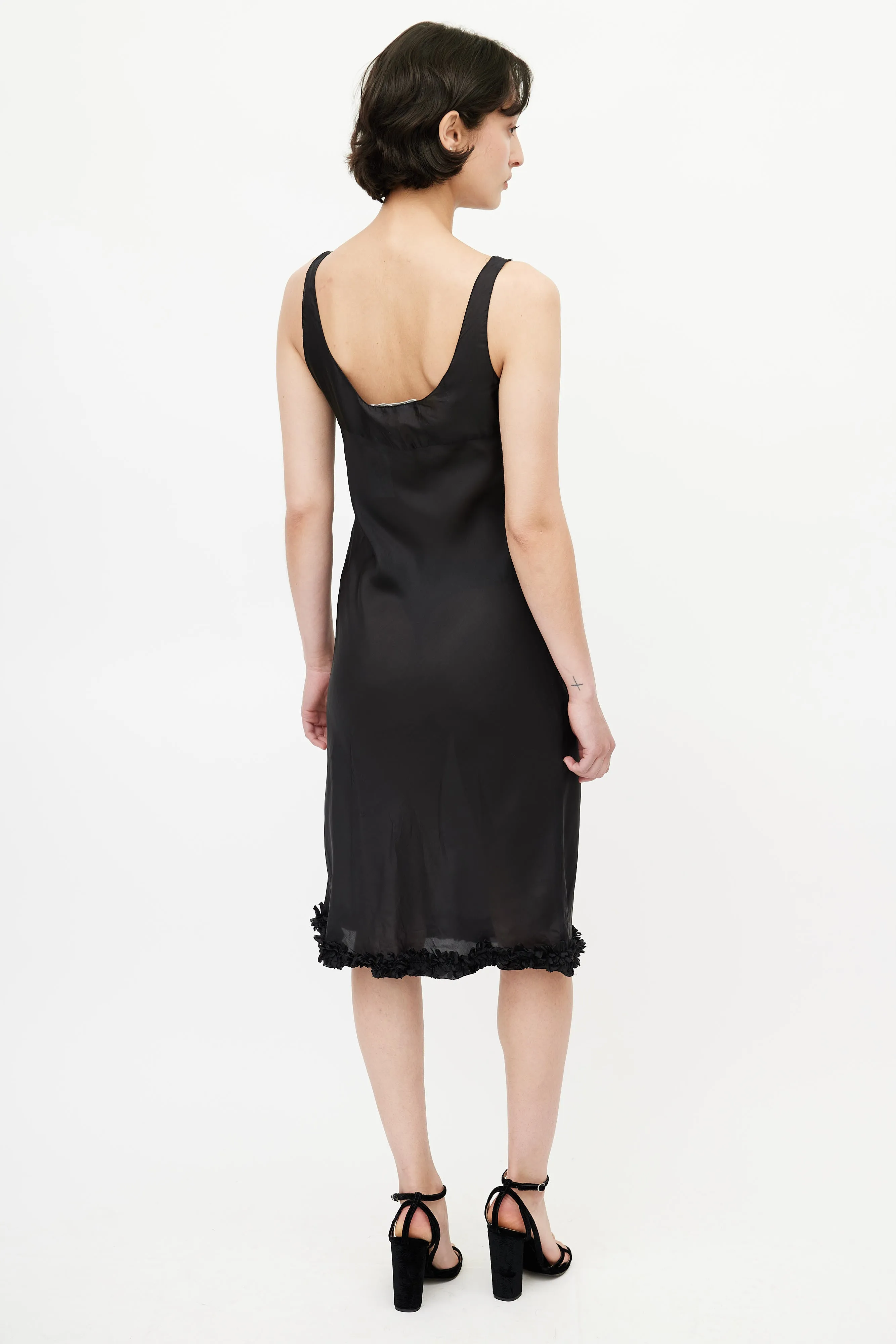 Black Ruffled Slip Dress