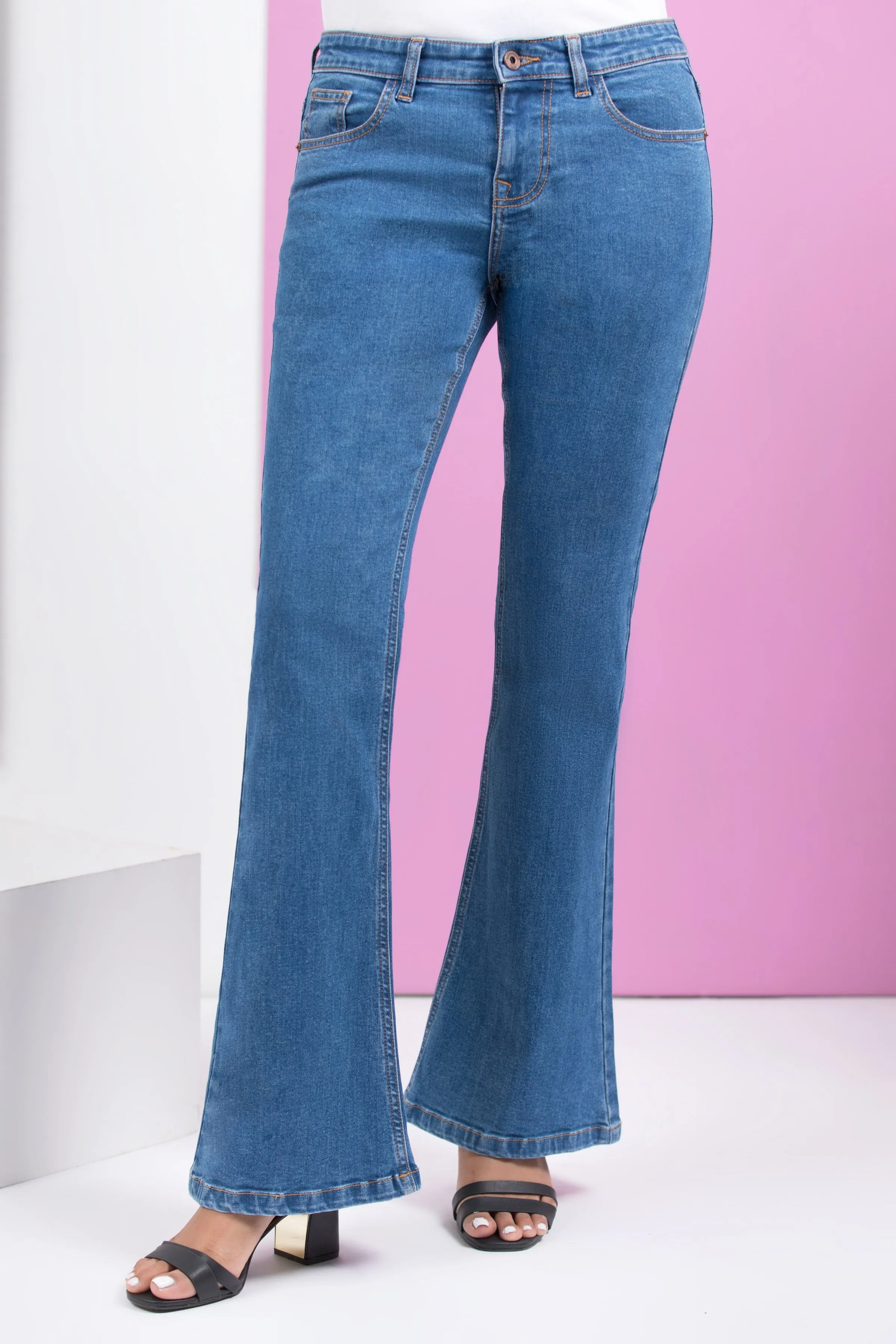 Blue Boot-cut Pants