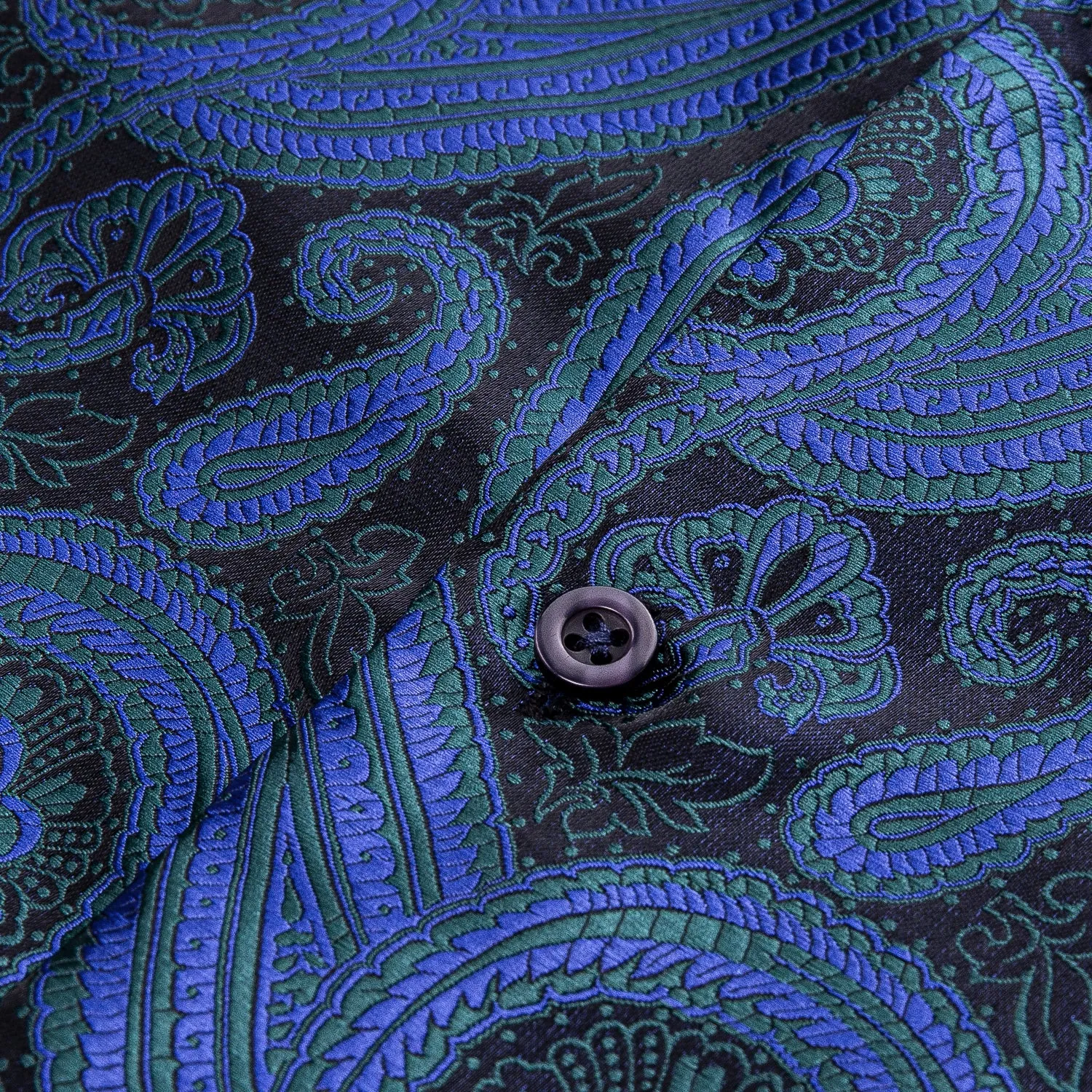 Blue Paisley Silk Men's Long Sleeve Shirt