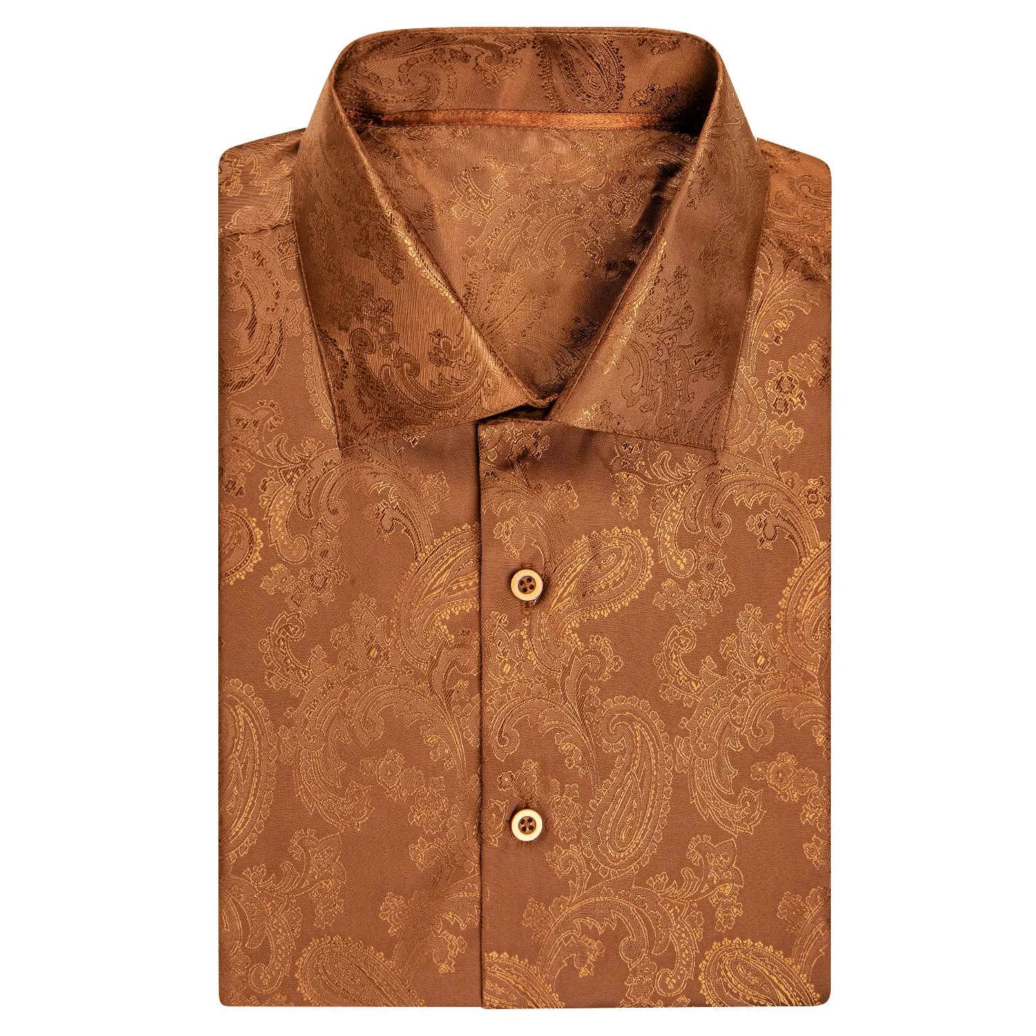 Brown Paisley Silk Men's Short Sleeve Shirt