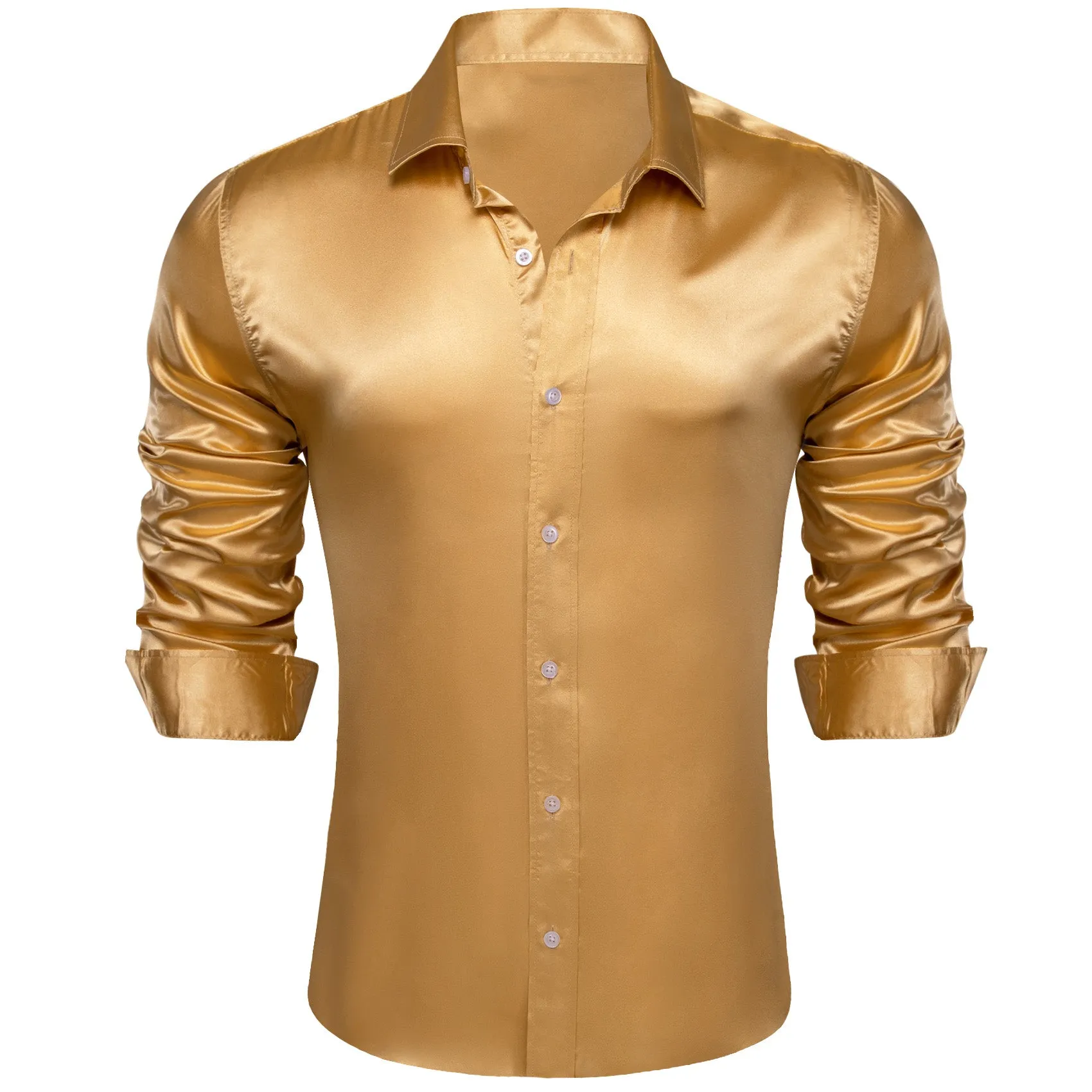 BrulyWood Solid Silk Men's Long Sleeve Shirt