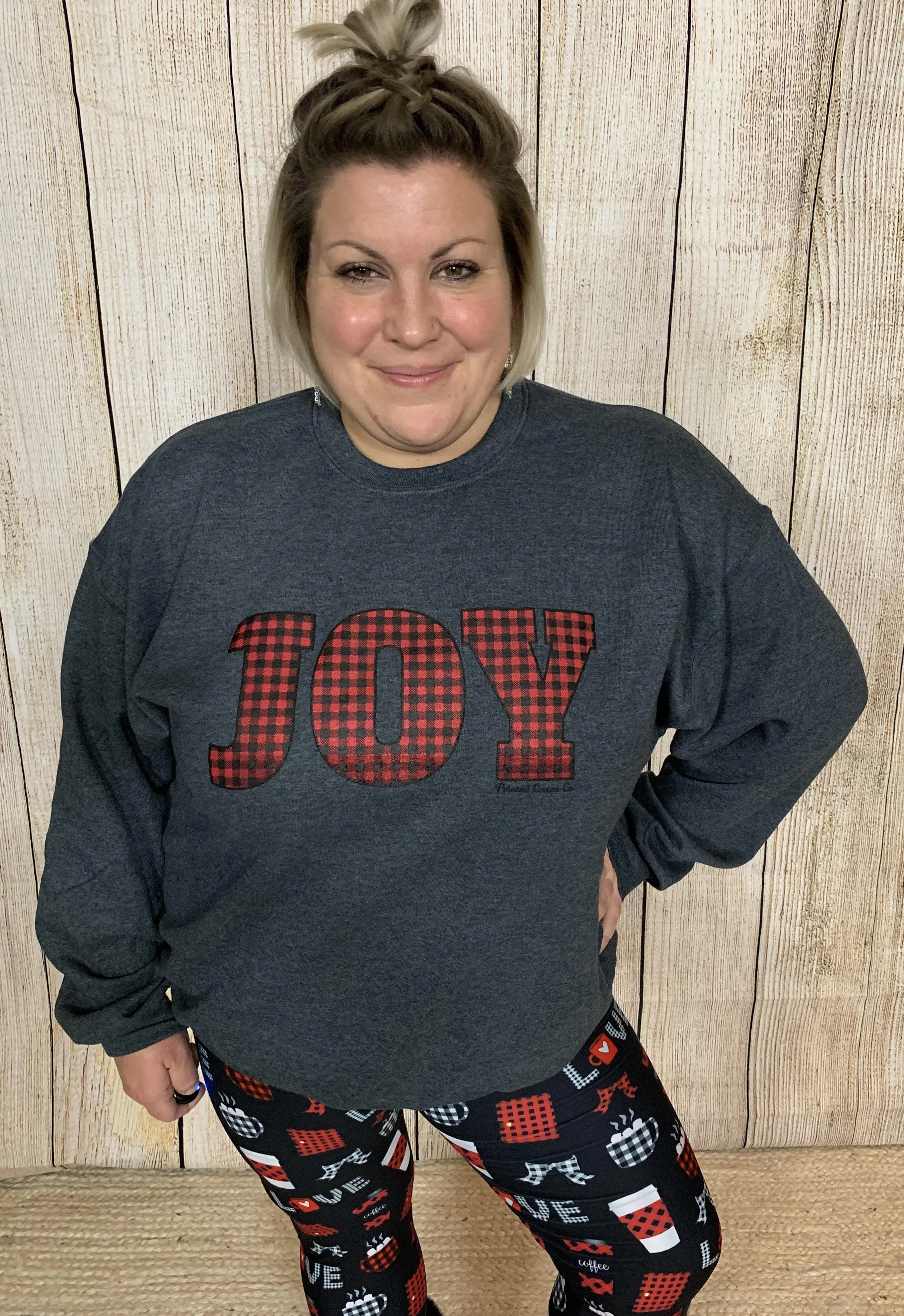 Buffalo Plaid Joy Print Sweatshirt