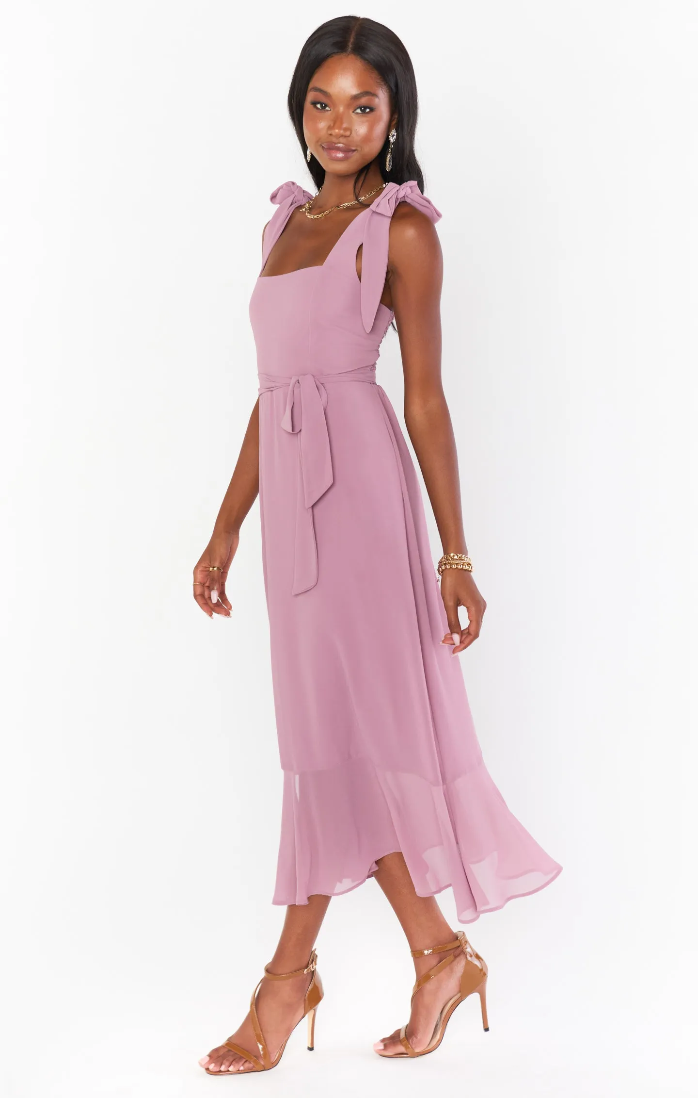 Claire Midi Dress ~ Antique Rose Chiffon