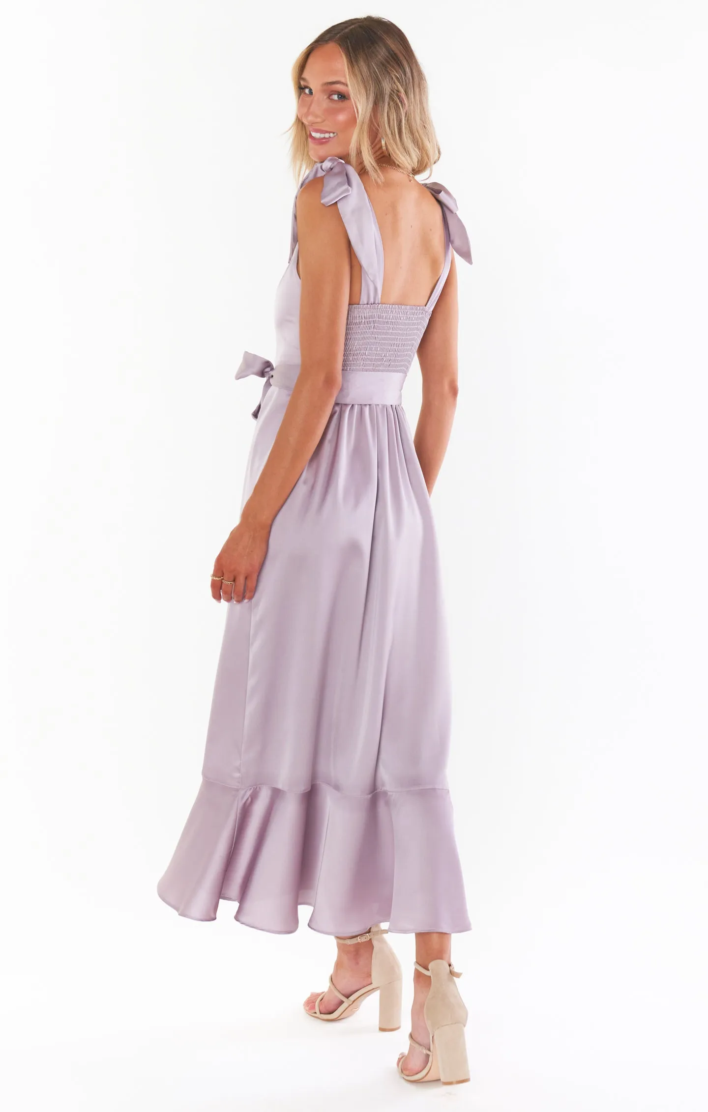 Claire Midi Dress ~ Dusty Purple Luxe Satin