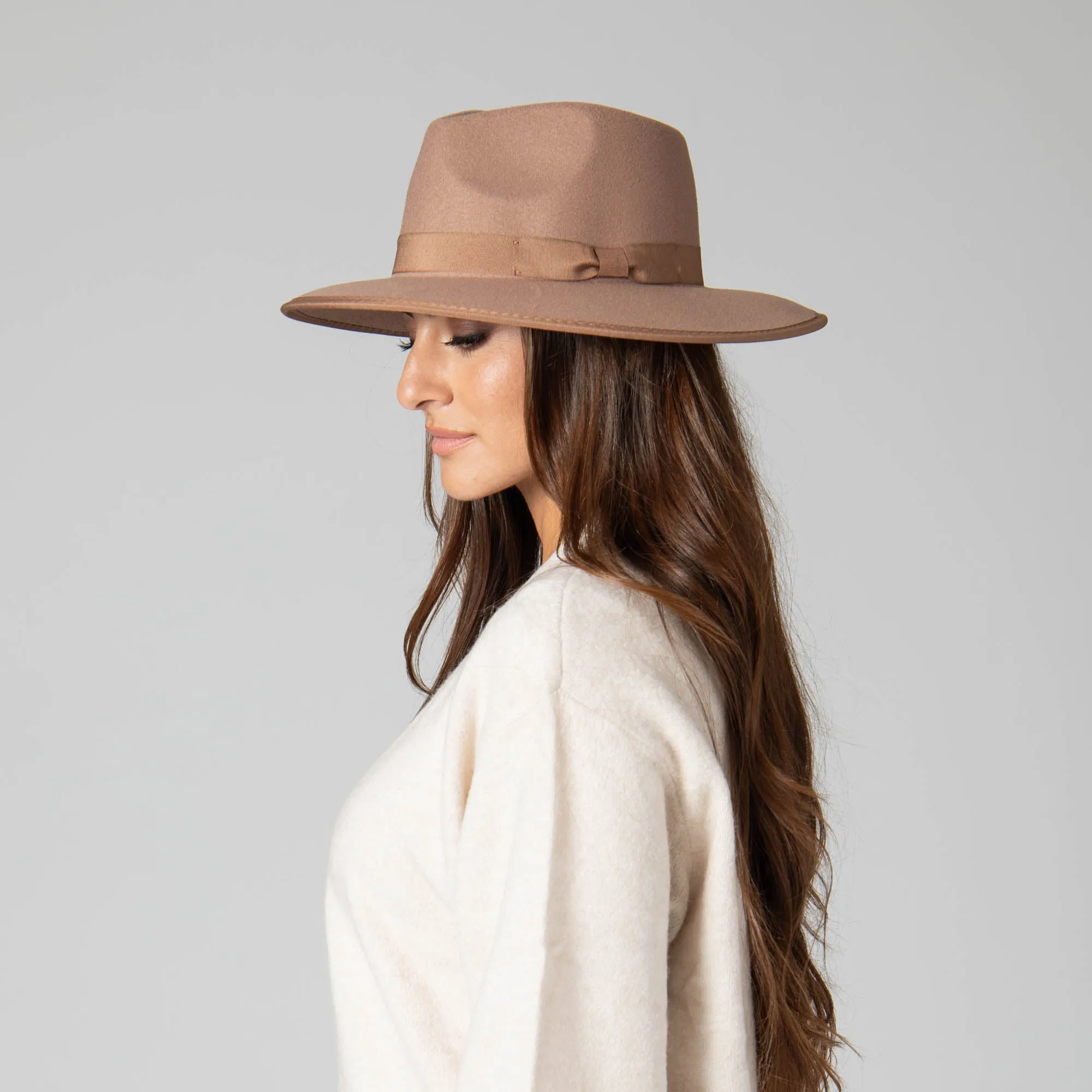 Classic Brim Fedora with Flat Grosgrain Bow and Band