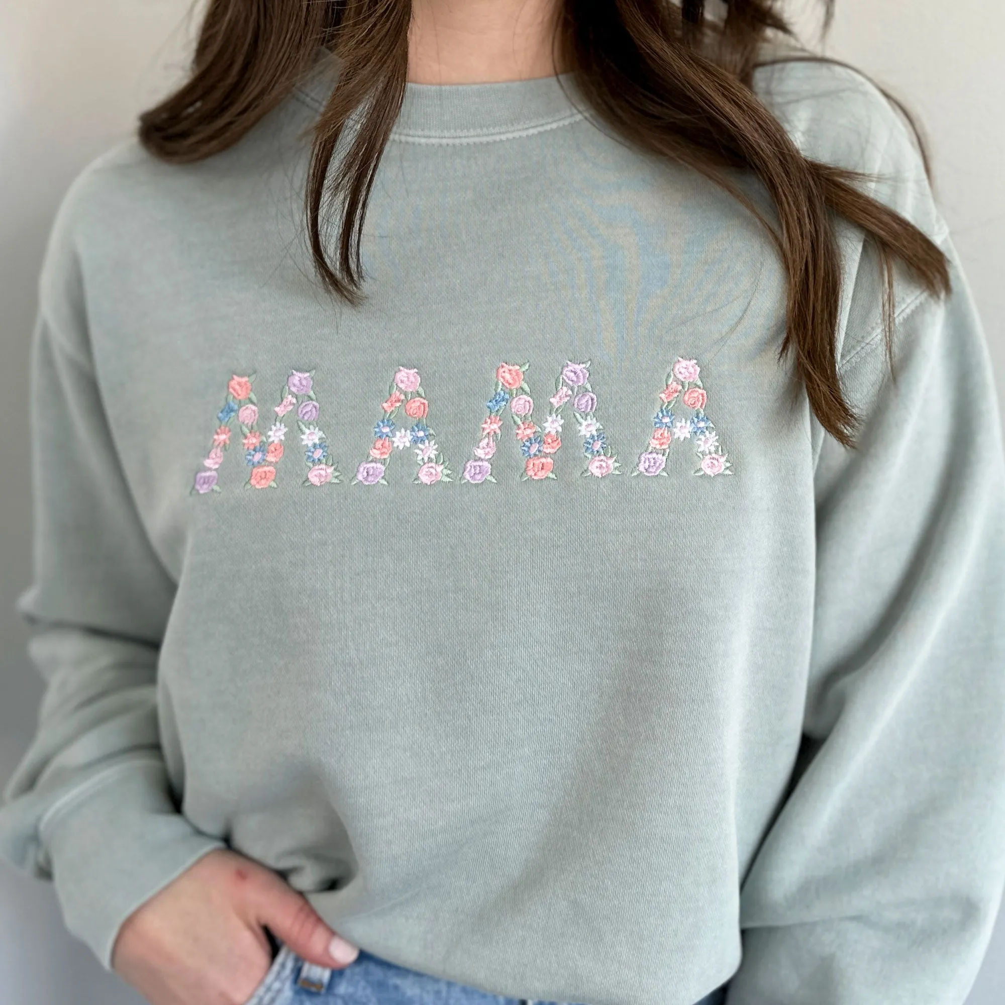 Colorful Floral MAMA Crewneck Sweatshirt