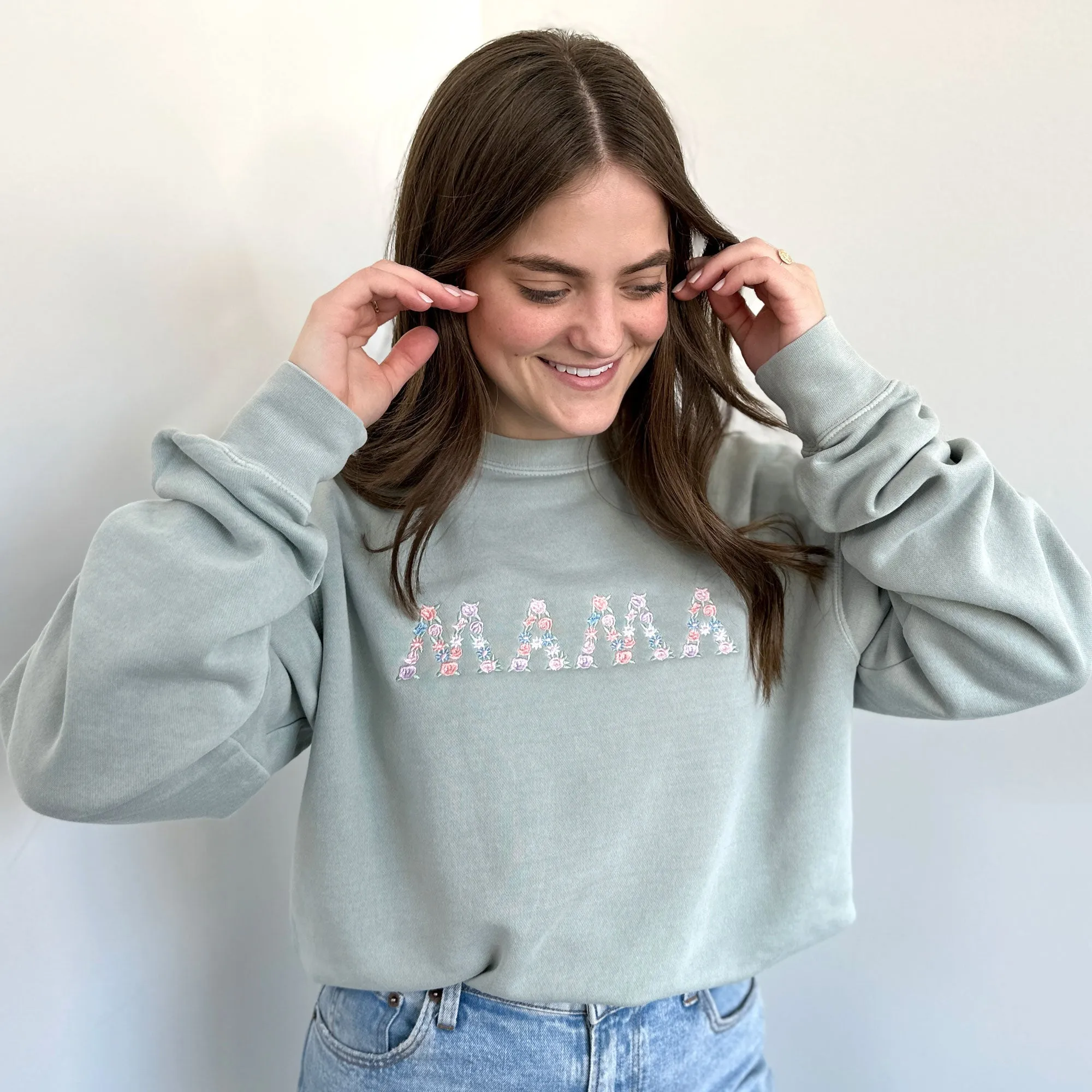 Colorful Floral MAMA Crewneck Sweatshirt