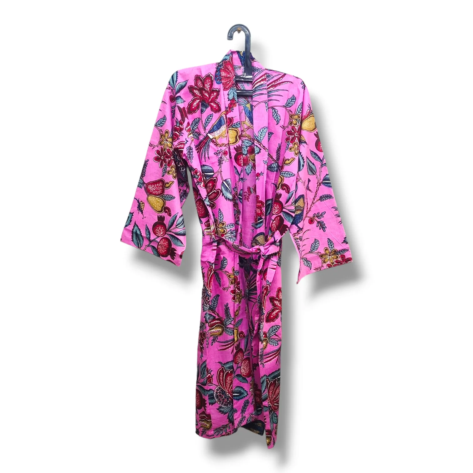 Cotton Hand Printed Kimono Robe Fruits