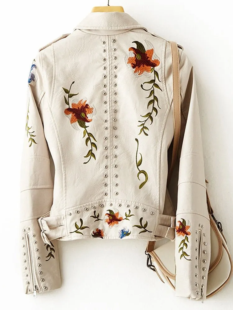 Embroidered Leather Jacket