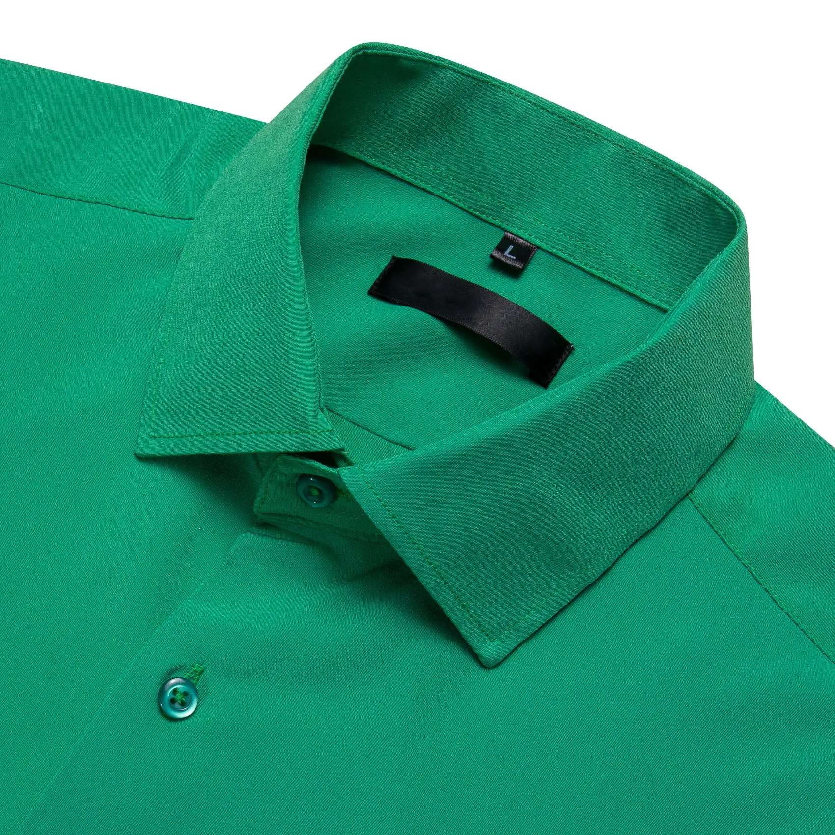 Emerald Green Solid Silk Men Long Sleeve Shirt