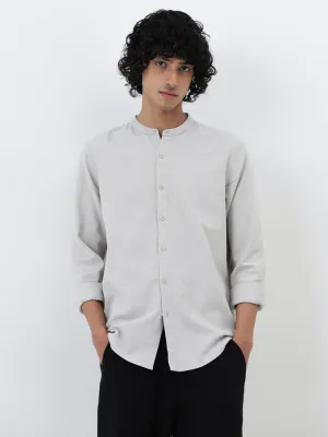 ETA Grey Textured Resort-Fit Cotton Shirt