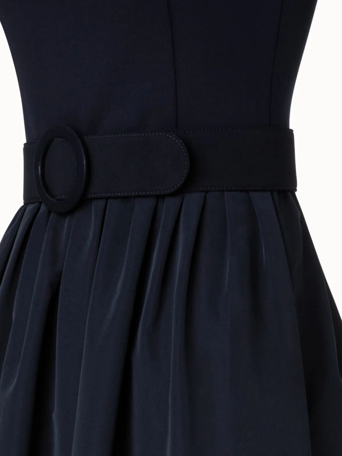 Fit and Flare Midi Dress With Volume Taffeta Skirt