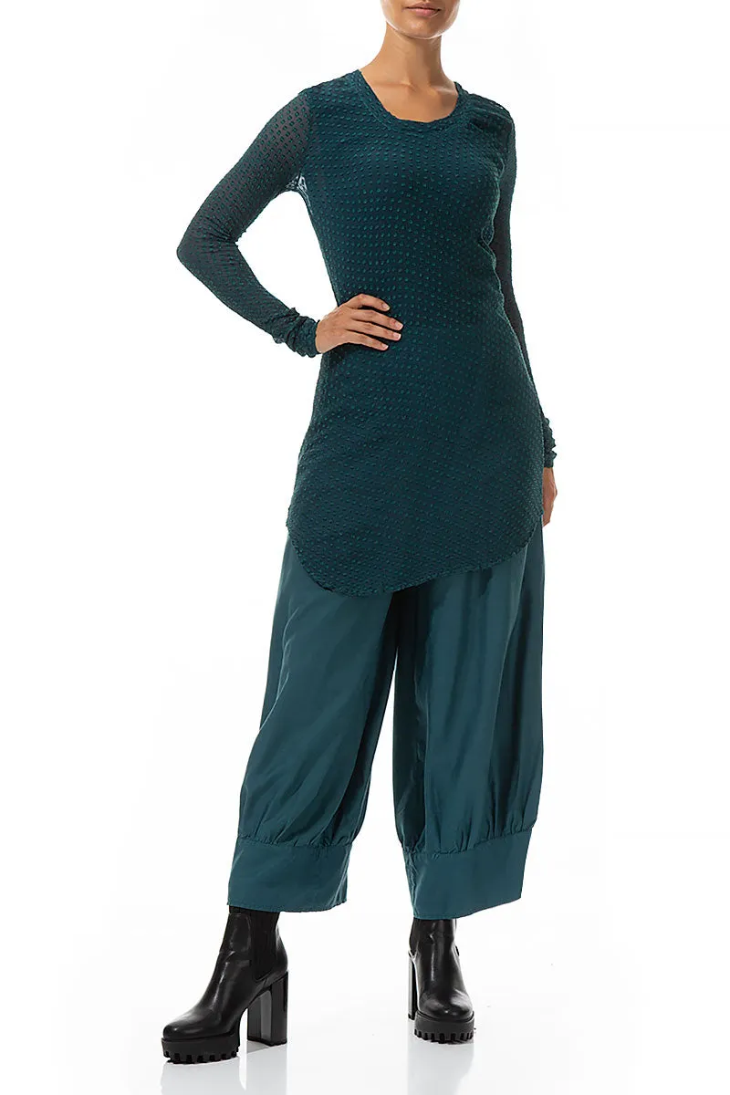 Fitted Teal Dotty Silk Tunic