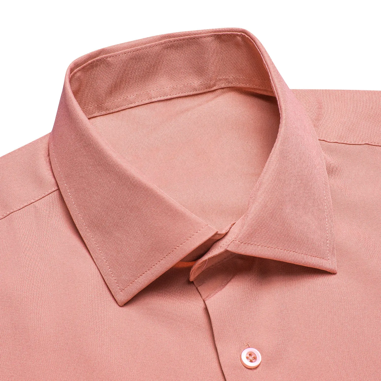 Flesh Pink Solid Men's Long Sleeve Cotton Shirt