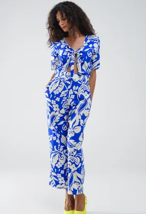 Floral Keyhole jumpsuit - Blue