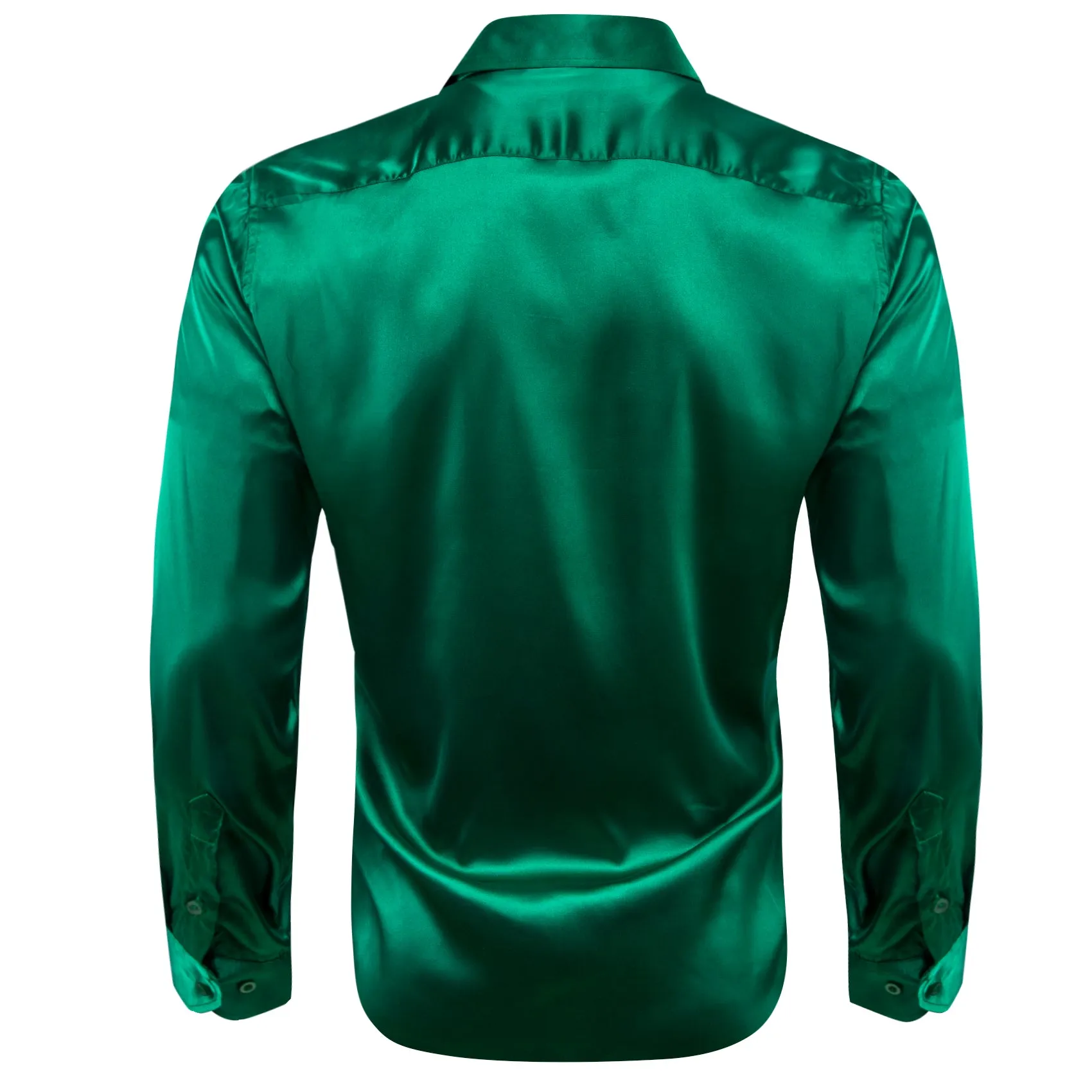 ForestGreen Solid Silk Men's Long Sleeve Shirt