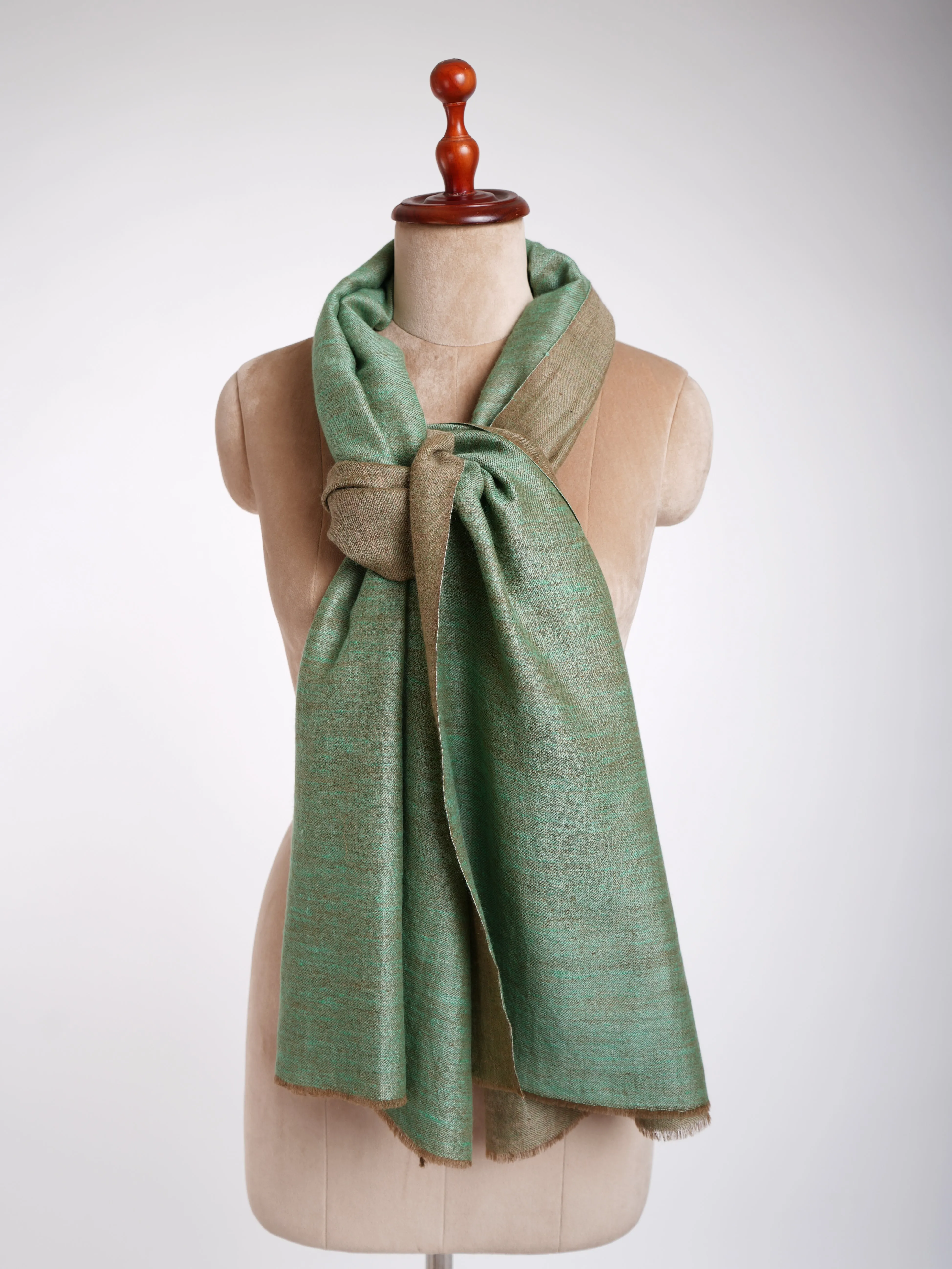 Fresh Green Dorukha Cashmere Indian Scarf