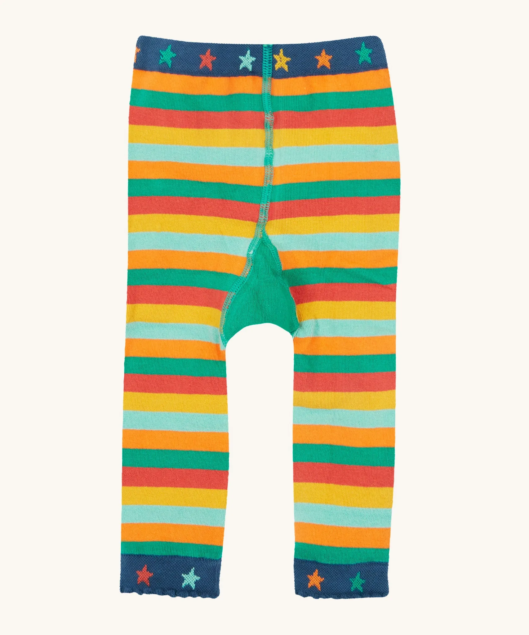 Frugi Little Knitted Leggings - Rainbow Stripe/Tractor