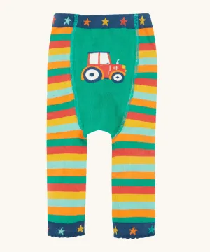 Frugi Little Knitted Leggings - Rainbow Stripe/Tractor