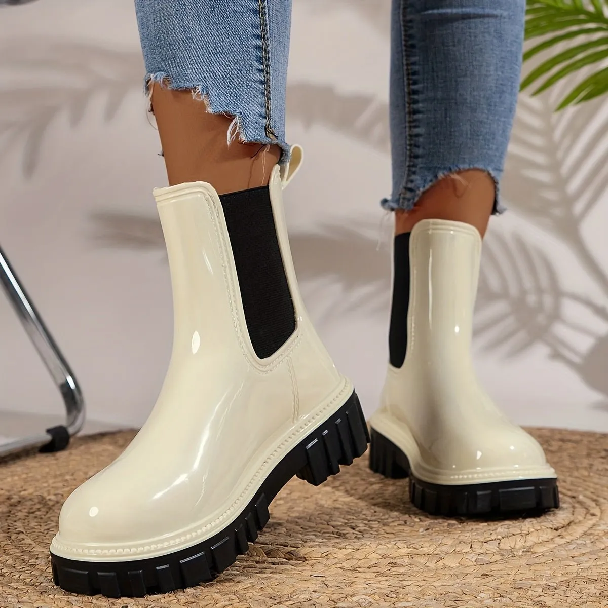 Glossy Ankle Boots