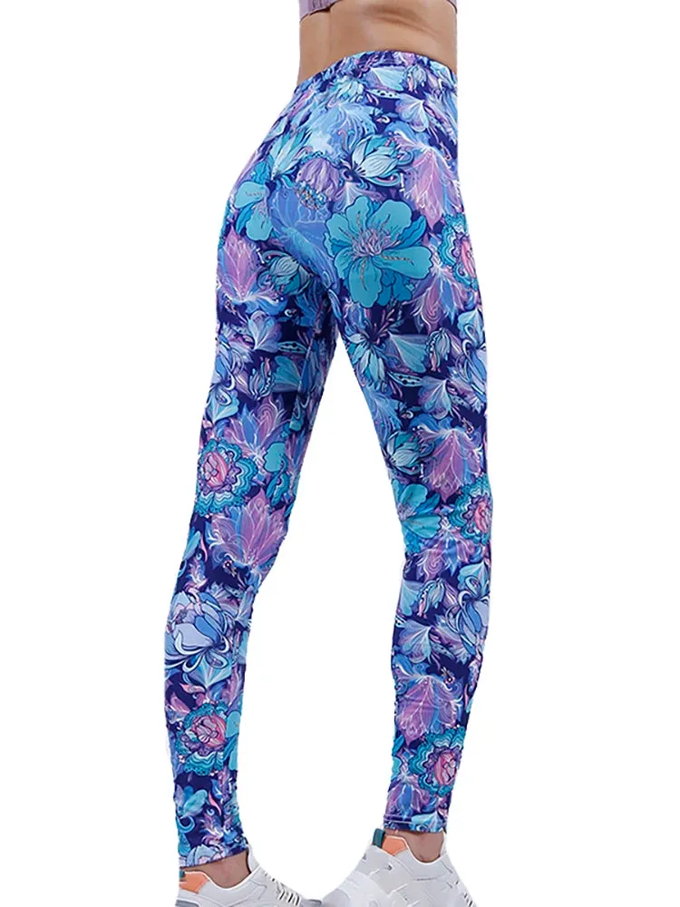 Graffiti Floral Patterned Print Elastic Design Vintage Leggings