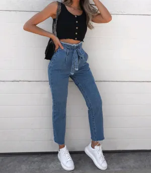 High Waist Paperbag Jeans