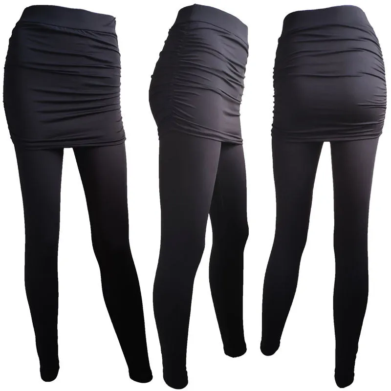 Hip-Side Pleated Leggings