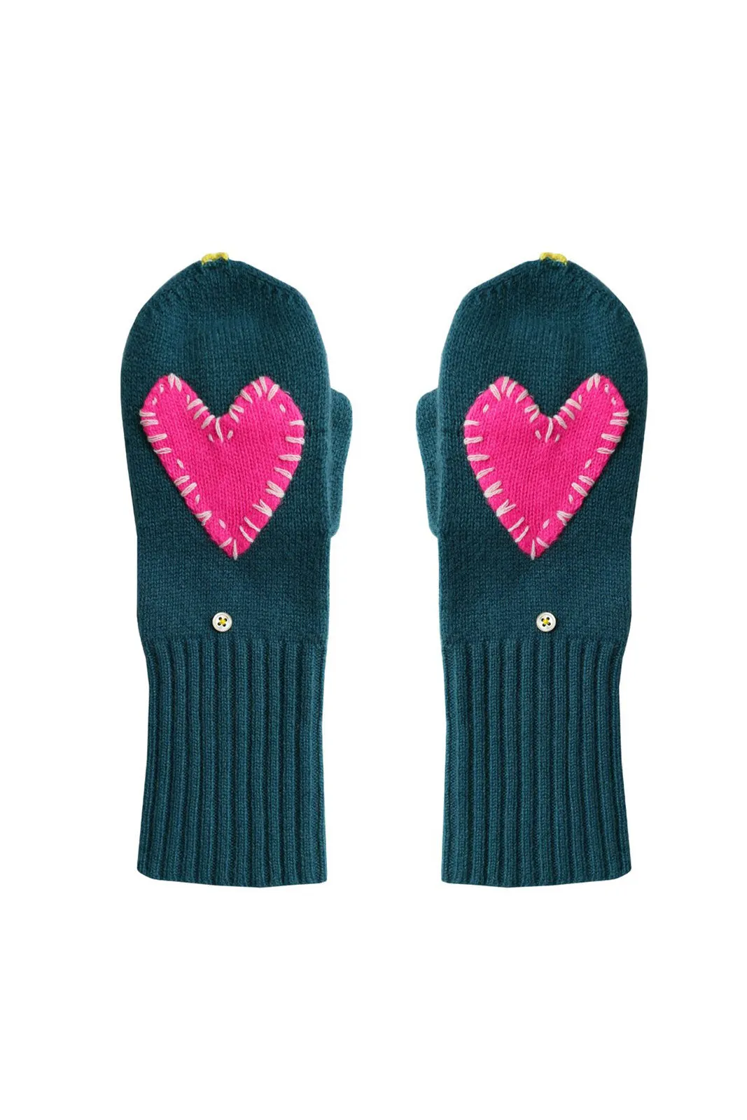 Imperfect Heart Patch Cashmere Mitten, Alpine