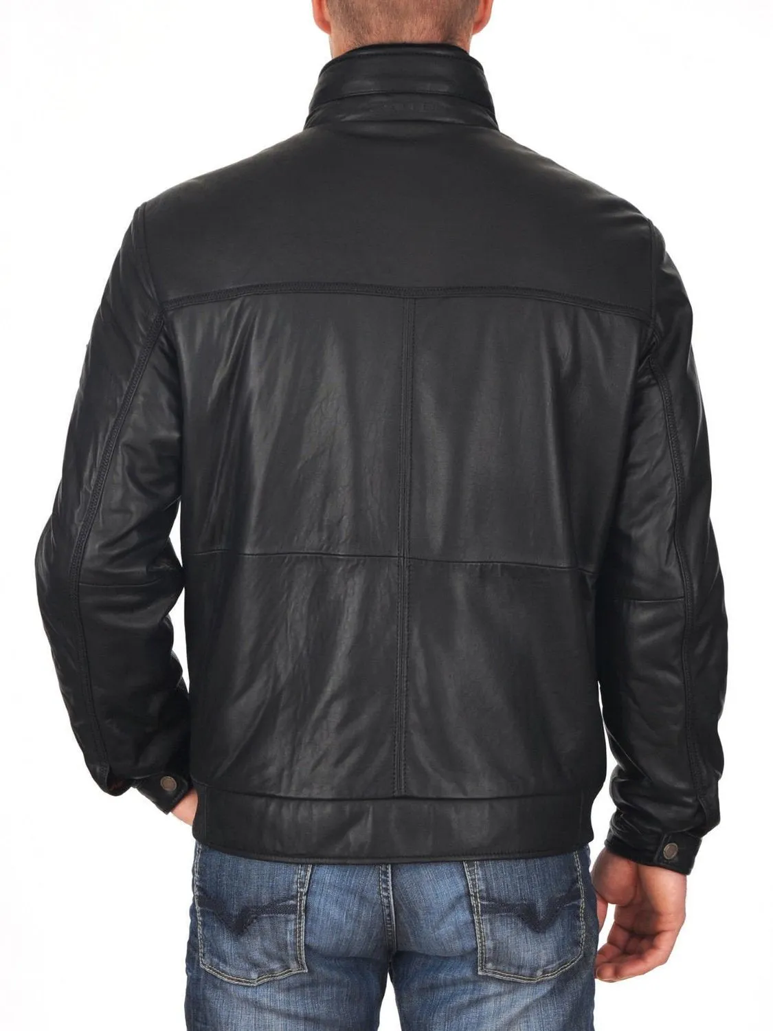 Leather Jackets Hub Mens Genuine Lambskin Leather Jacket (Black, Racer Jacket) - 1501462