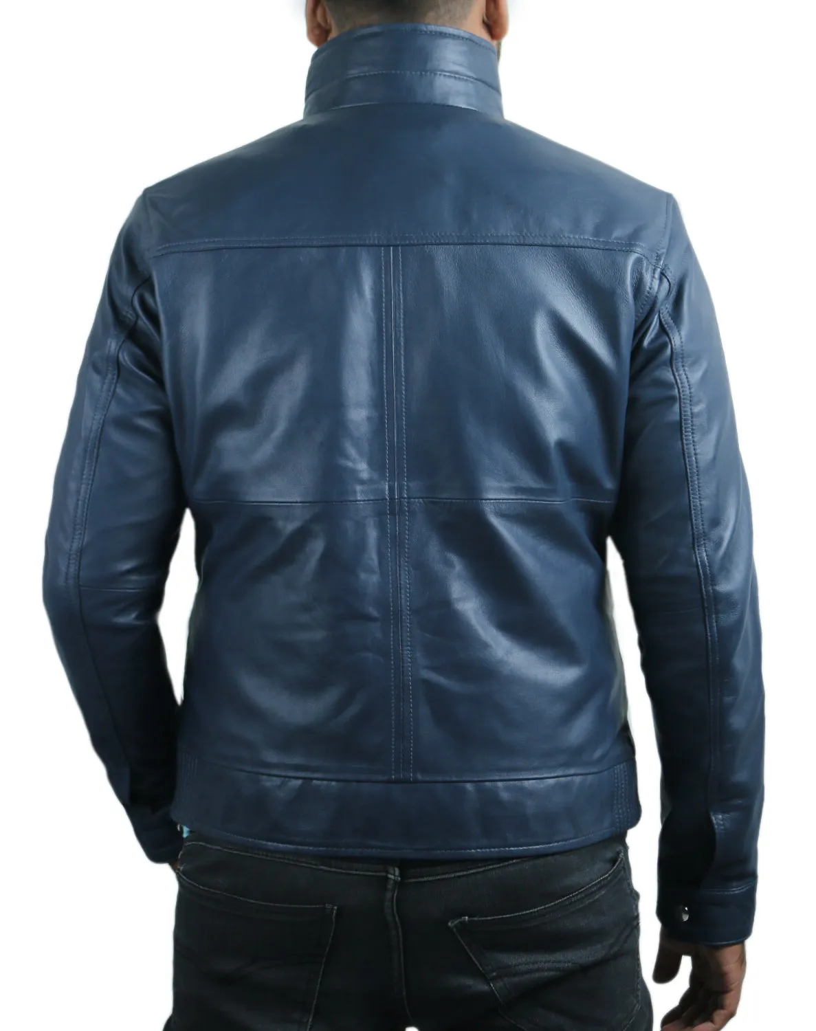 Leather Jackets Hub Mens Genuine Lambskin Leather Jacket (Black, Racer Jacket) - 1501462