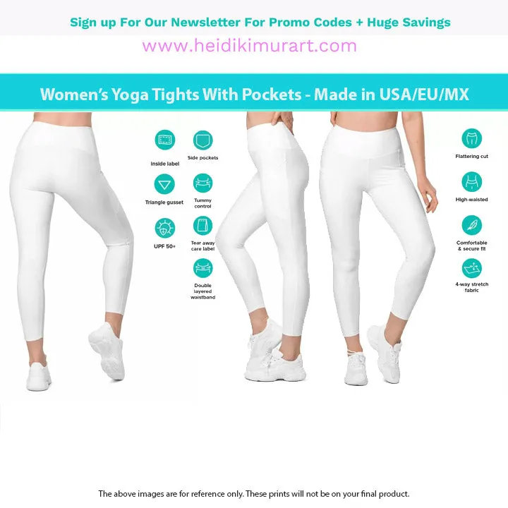 Light Nude Women's Tights, Solid Color Best Yoga Pants With 2 Side Deep Long Pockets - Made in USA/EU/MX (US Size: 2XS-6XL)