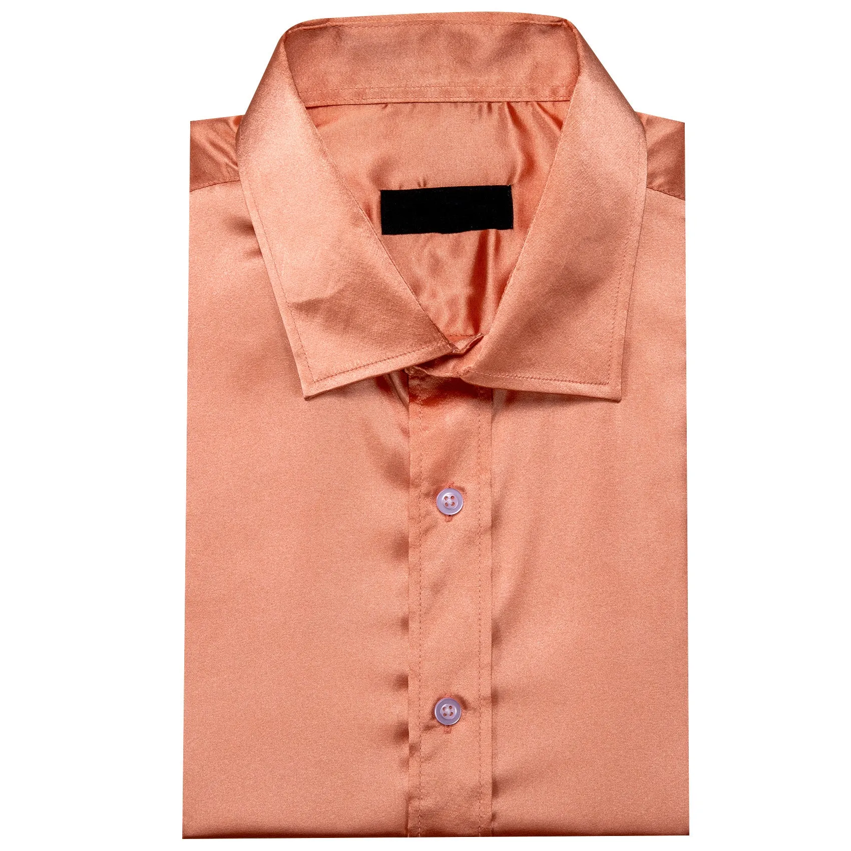 LightSalmon Solid Silk Men's Long Sleeve Shirt