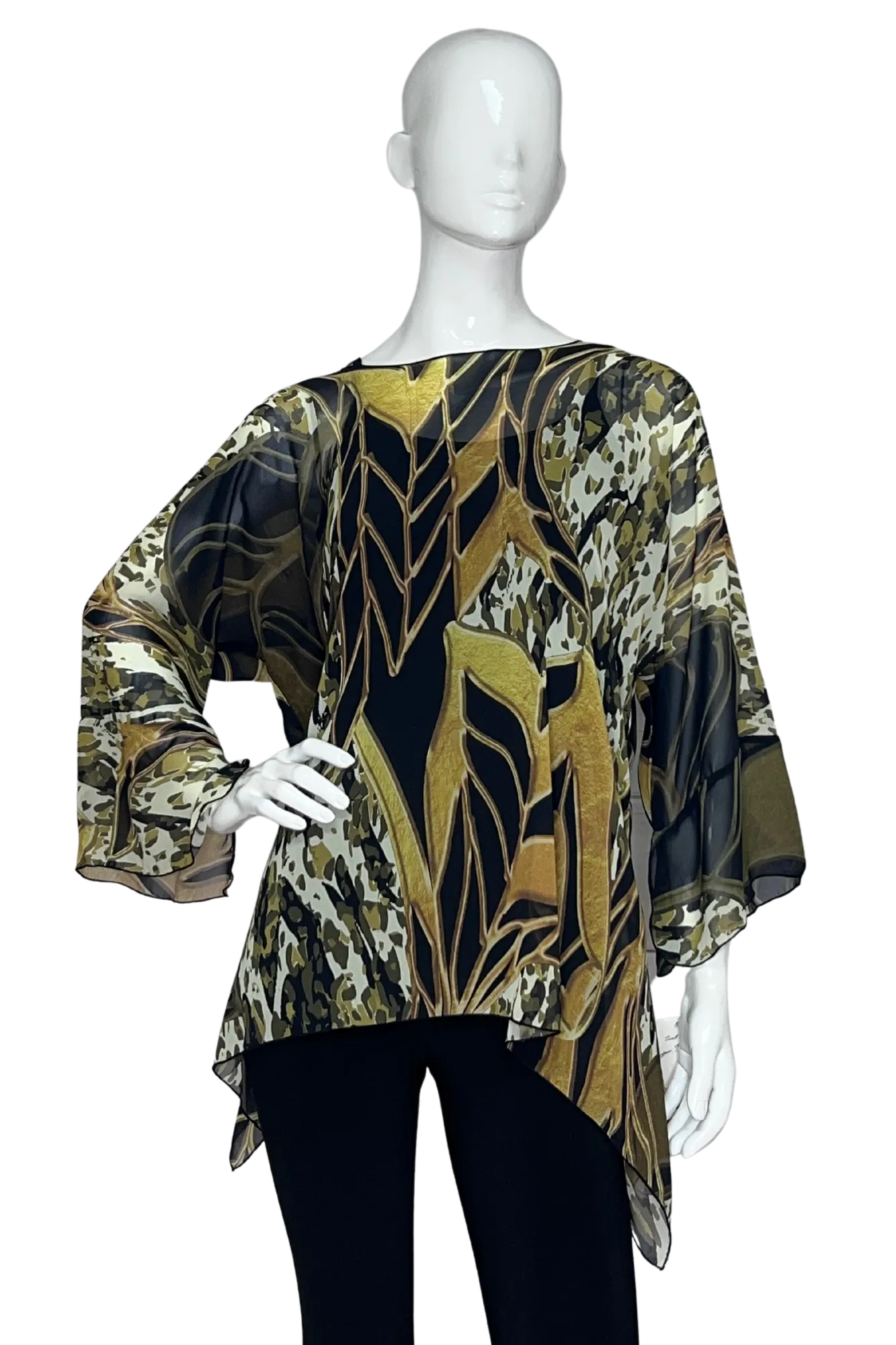 Lior One Size Gold Forest Boho Tunic Women's Blouse